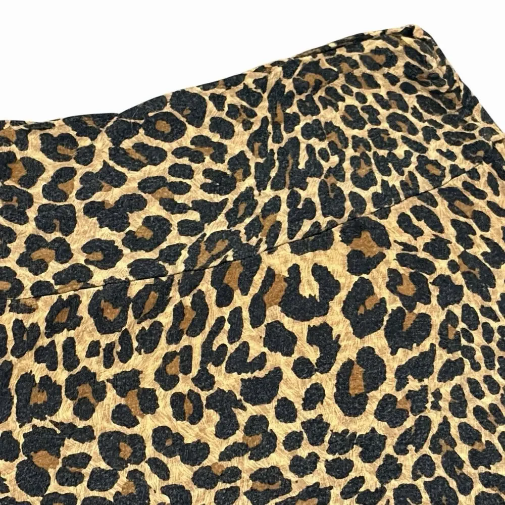 Bobeau Women's Gray Maxi Skirt Size Medium Leopard Print Stretchy Brown Black